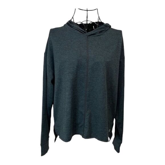 Gap womens brushed tech jersey Hoodie Crossover Back Size S Greenish Gray - Picture 1 of 8